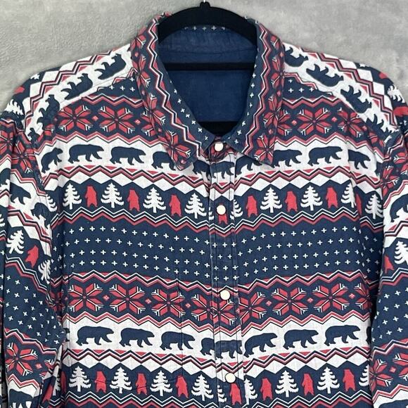 Chubbies Reversible Long Sleeve Button Down Shirt Mens XL Western Pearl‎ Snap - Picture 2 of 16